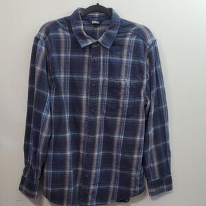 Eddie Bauer Blue and Brown Casual Button Down Shirt